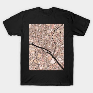 Paris Map Pattern in Soft Pink Pastels T-Shirt
